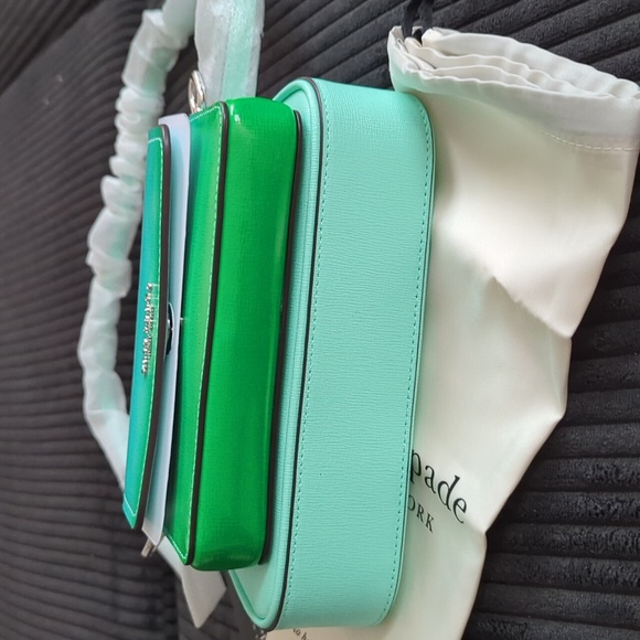 Kate Spade Aqua and Green Double Crossbody Leather Bag - Picture 6 of 7